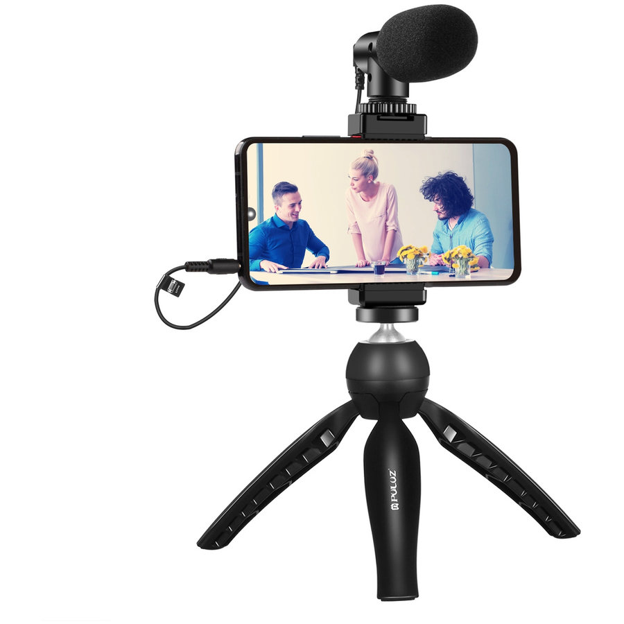 Accesoriu Camera Video de Actiune cu microfon si suport pentru telefon, 8.5cm, Negru