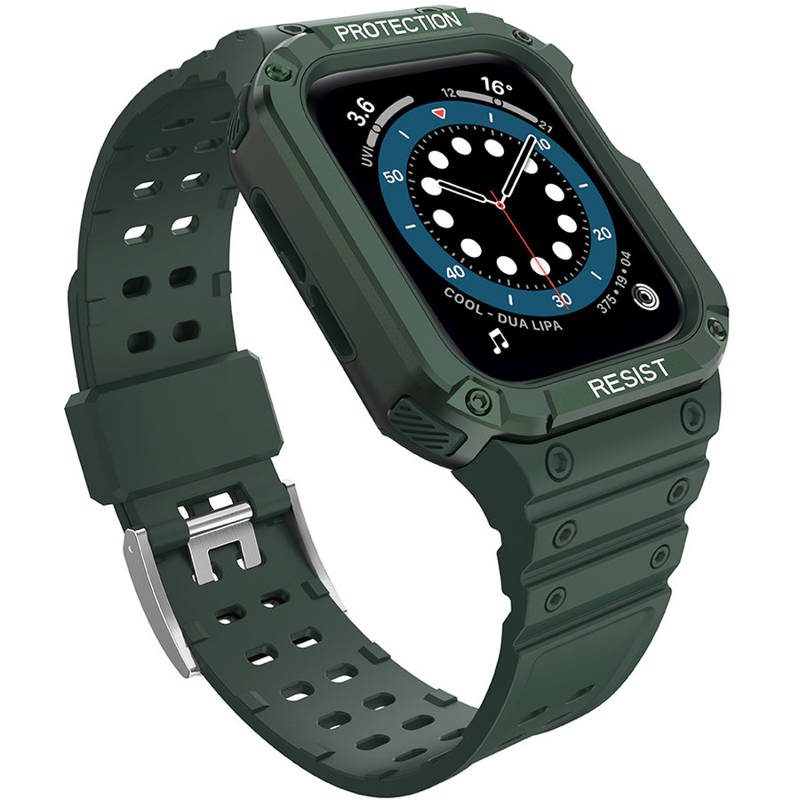 Accesoriu smartwatch Husa si curea Armored Strap Band compatibila cu Apple Watch 1/2/3/4/5/6/7/SE (42/44/45mm) Green