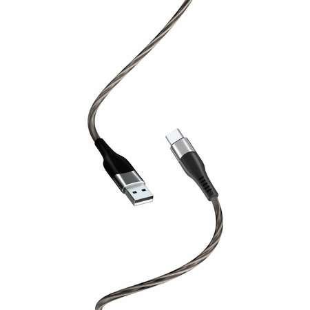 Cablu de date XO NB158, LED, USB/USB Type-C, 2.4A, 1 m, Gri