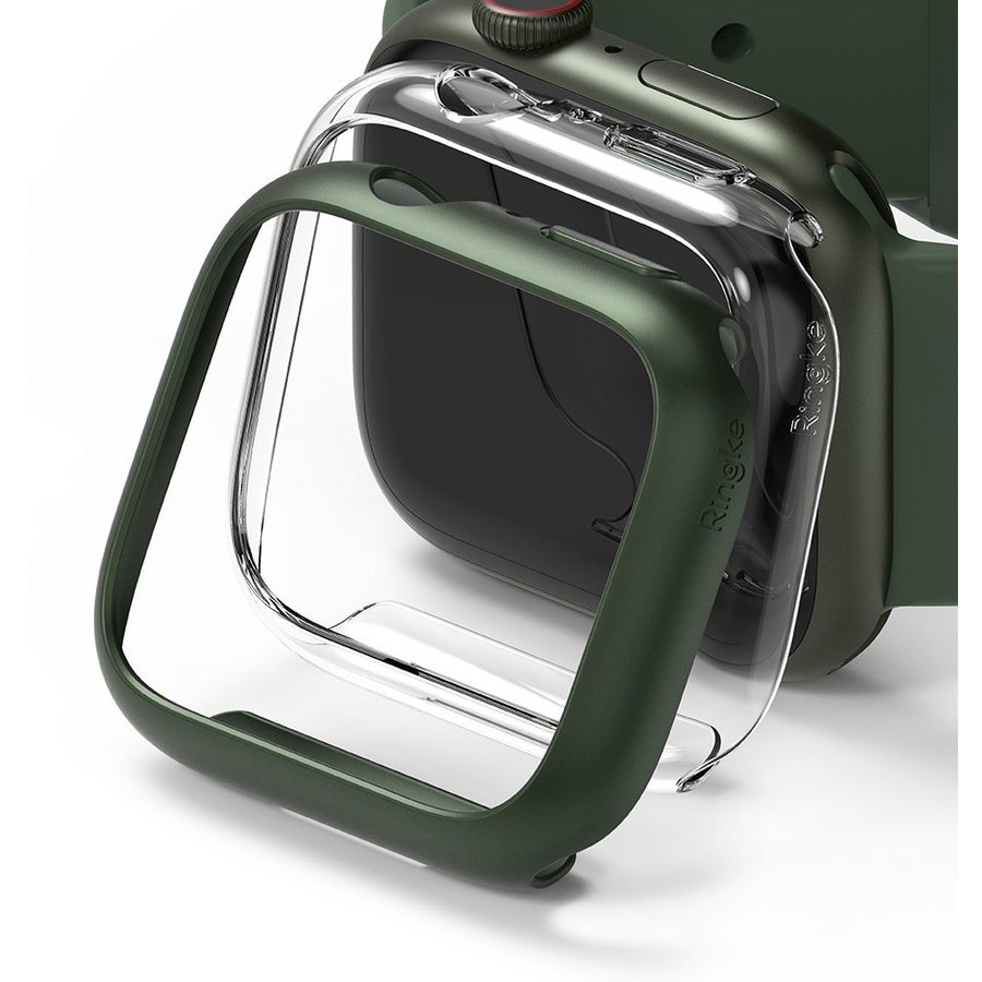 Set 2 carcase Slim compatibil cu Apple Watch 7 45mm Verde/Transparent