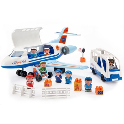 Set de constructie Avion si Autobuz Abrick cu Scari si 8 Figurine