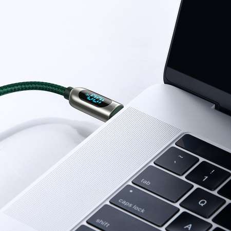 Cablu de date Baseus Display, 2x USB Type-C, 100W, 5A, 1m, Verde