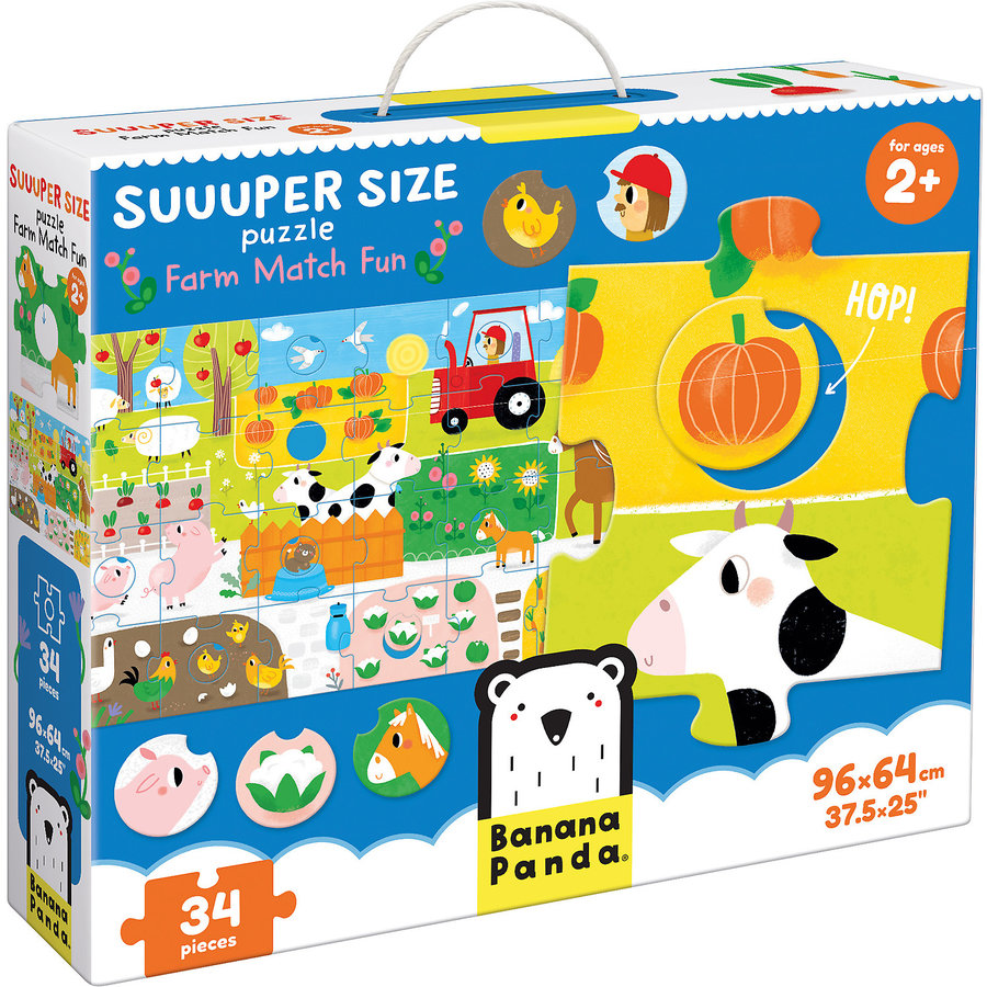 Puzzle Suuper mare Potriveste Animalele de la Ferma 34 piese