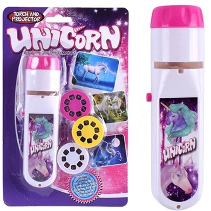 Lanterna proiector cu 3 diapozitive Unicorni