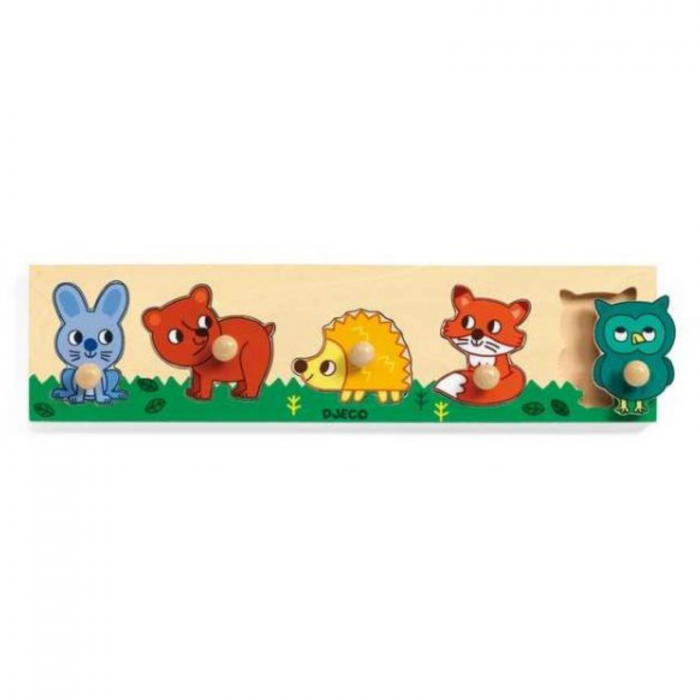 Puzzle cu buton Animale din padure 5 piese