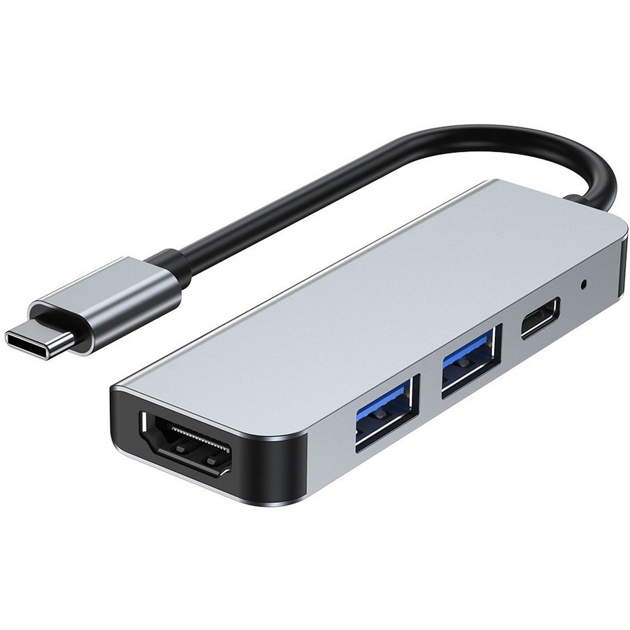 Cablu de date V2 USB Type-C - 2x USB 3.0, 1x USB Type-C, 1x HDMI, Gri