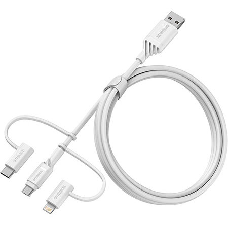 Cablu pentru incarcare si transfer de date 3 in 1 USB Type-C/Lightning/Micro-USB 1m Alb
