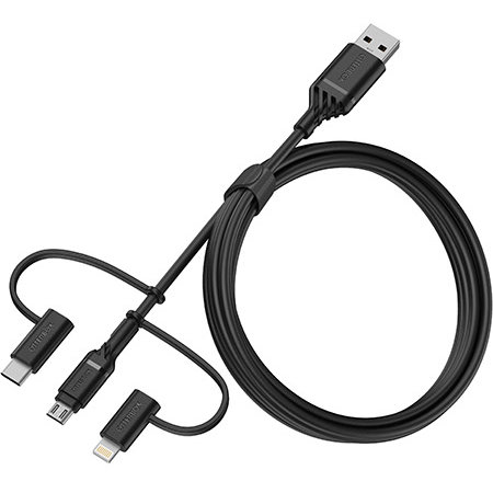 Cablu de date 3 in 1, USB Type-C/Lightning/Micro-USB, 1m, Negru