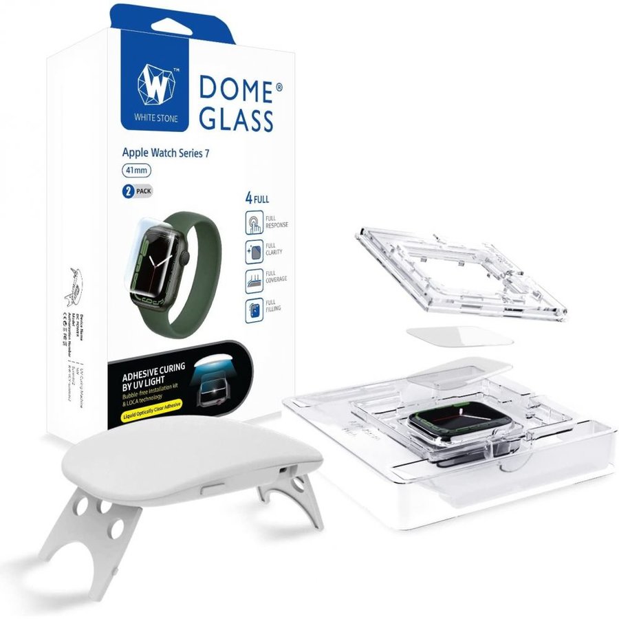 Set 2 folii cu sistem de montare si carcasa Dome compatibil cu Apple Watch 7 41mm