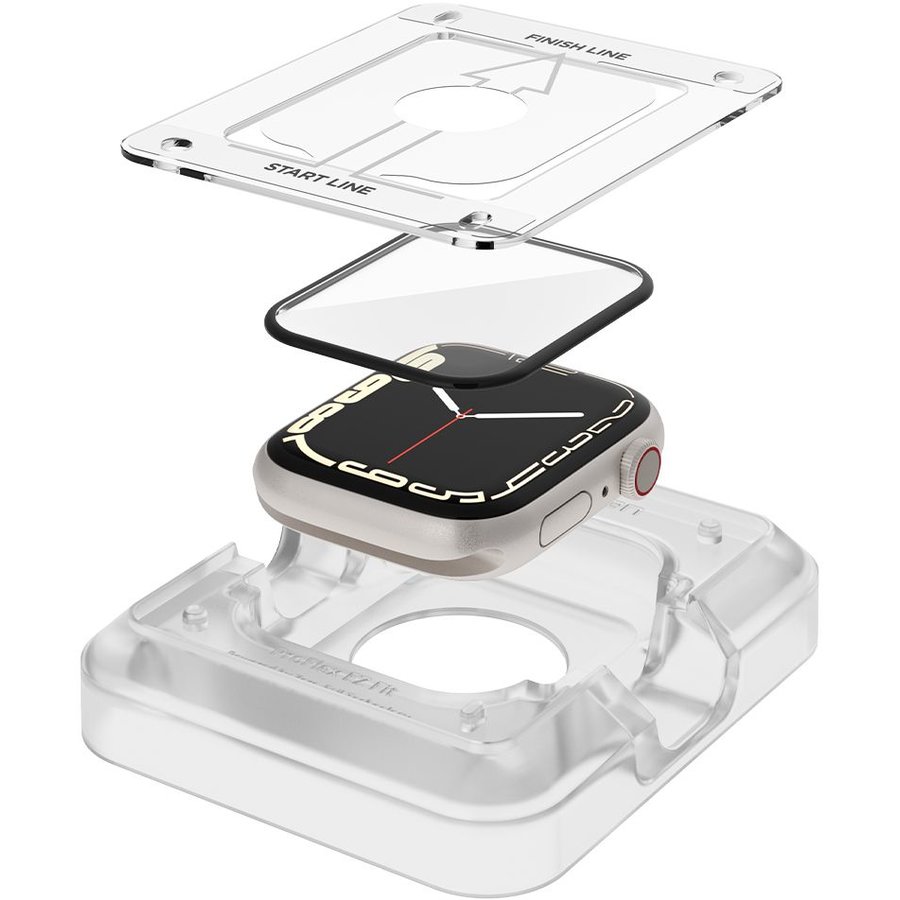 Set 2 folii hibride cu sistem de montare ProFlex EZ FIT compatibil cu Apple Watch 7 41mm Black