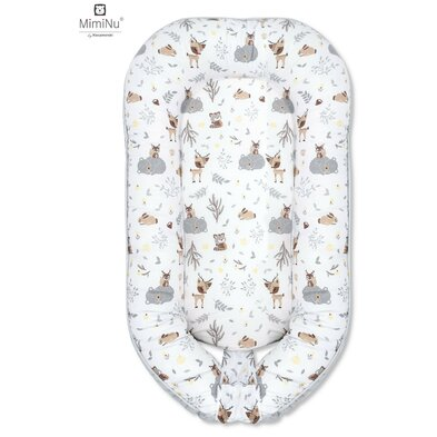 Cosulet bebelus pentru dormit Baby Nest Forest friends Grey/Beige