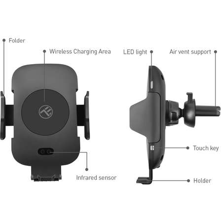 Incarcator Wireless Tellur Suport Auto Senzor IR WCCM2 Negru