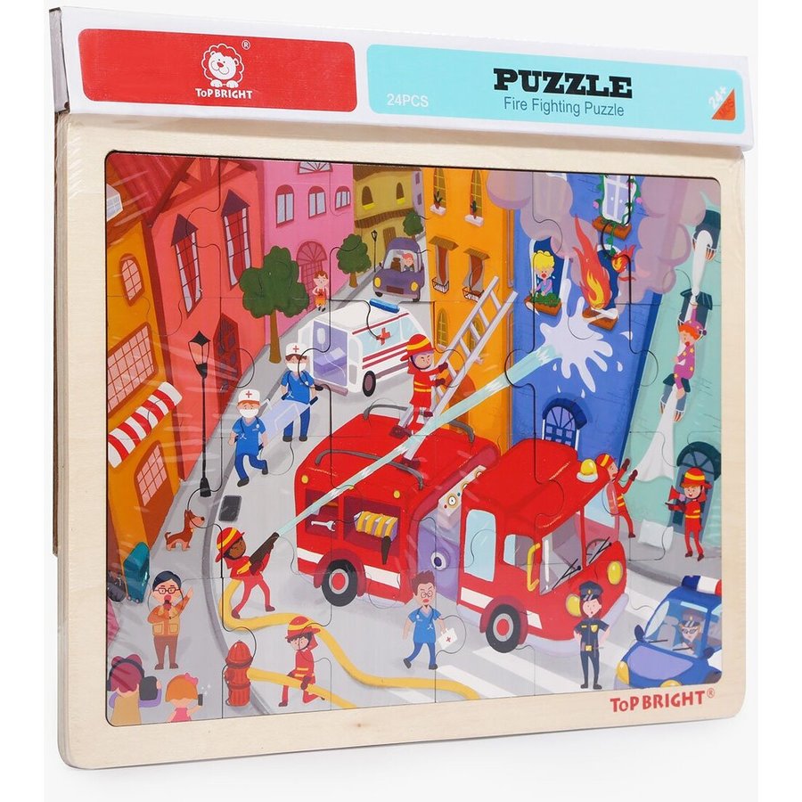 Puzzle din lemn Pompieri in actiune