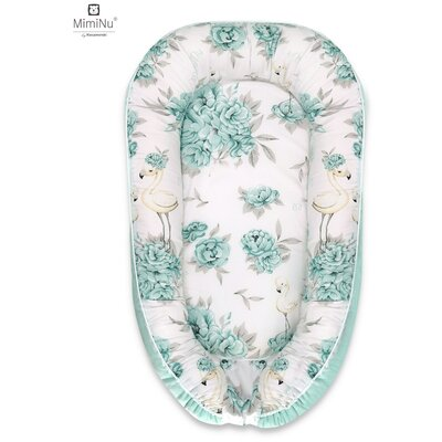 Cos bebelus pentru dormit Baby Nest Velvet Peonie Mint