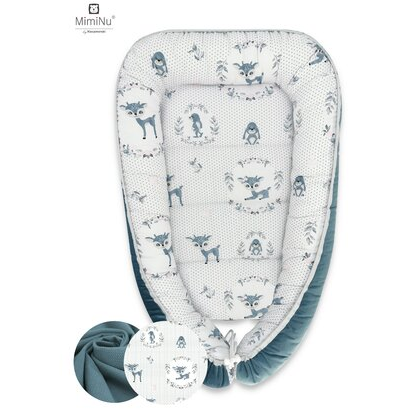 Cos bebelus pentru dormit Baby Cocoon Velvet Deer Dark Mint