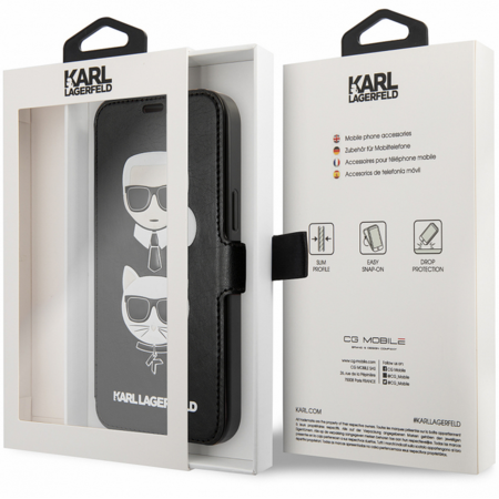 Husa Karl Lagerfeld Heads Book Black pentru Apple iPhone 12 Pro Max