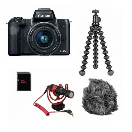Camera foto Mirrorless + Obiectiv EF-M + Kit Vlogger EOS M50 Mark II 24.1 MP Black