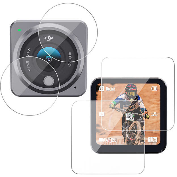 Accesoriu Camera Video de Actiune Set 4 folii protectie lentila si display pentru camera video sport DJI Action 2 Power Combo Transparent