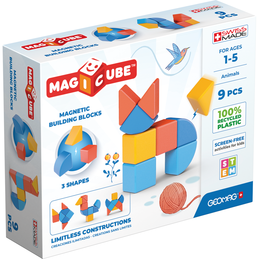 Set de constructie magnetic Magicube Animale 9 piese