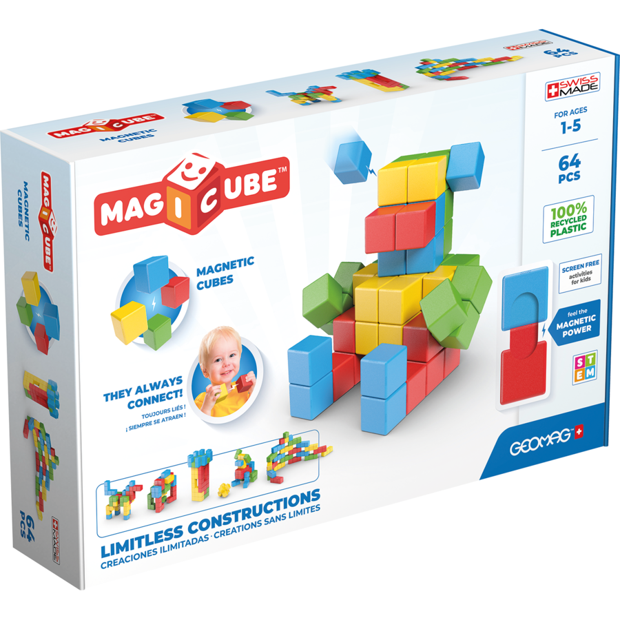 Set de constructie magnetic Magicube Animale 64 piese