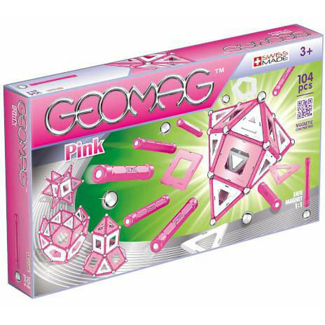 Set de constructie magnetic Pink Panels 344 piese