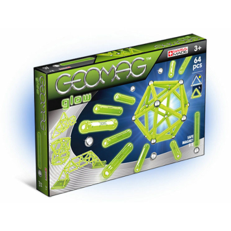 Set de constructie magnetic Kids Glow 64 piese