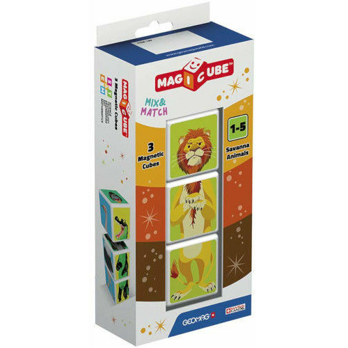 Set de constructie magnetic Magicube Animale din Savana 3 piese