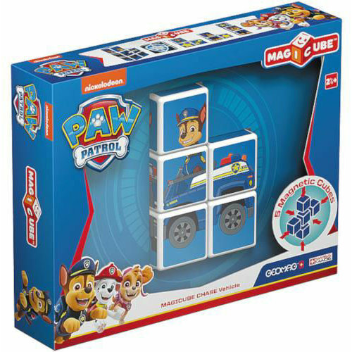 Set de constructie magnetic Magicube Paw Patrol Chase Politistul 5 piese