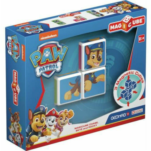 Set de constructie magnetic Magicube Paw Patrol Chase Skye si Rocky 3 piese