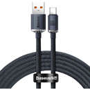 Cablu de date Baseus Crystal Shine, USB/USB Type-C, 100W, 1.2m, Negru