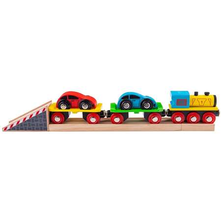 Set BigJigs Toys Trenulet cu platforma auto