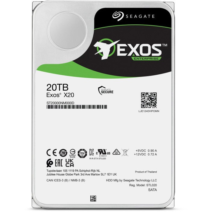 Hard disk server Exos X20 20TB HDD SATA-III 3.5 inch 7200RPM 256MB 512e/4KN SED