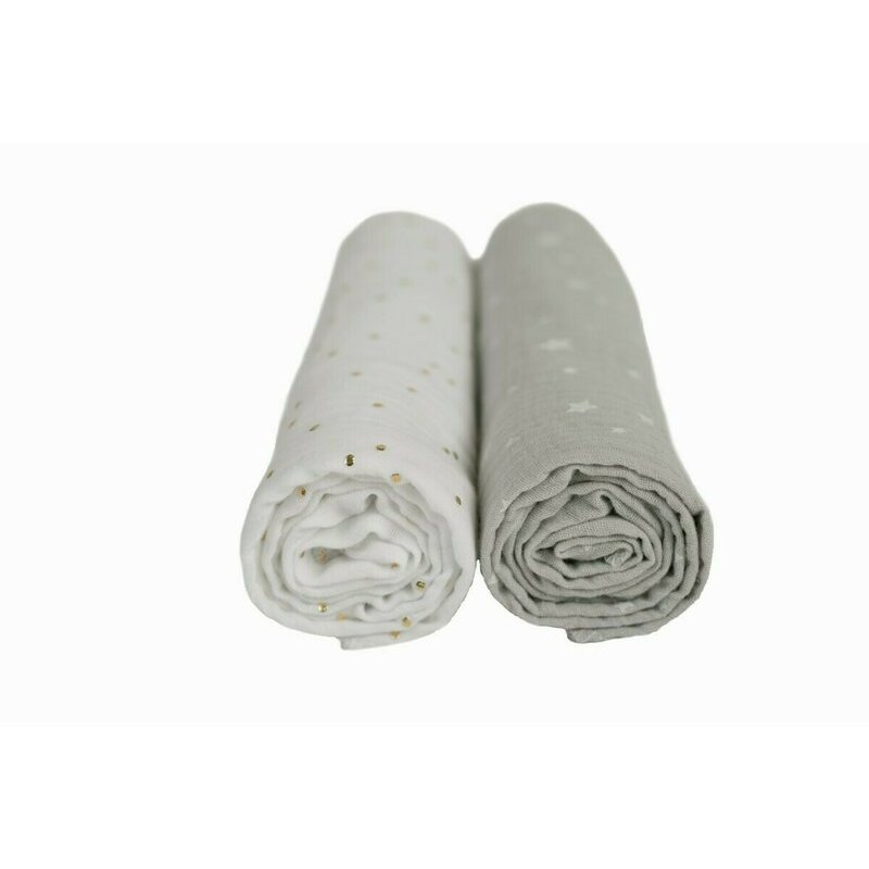 Set 2 museline din bumbac YappyGrey & White 70x100cm