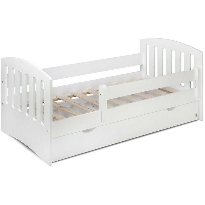 Patut din lemn junior cu sertar YappyLux 160x80cm Alb