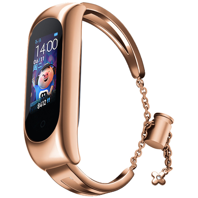 Accesoriu smartwatch Curea metalica Bracelet Strap compatibila cu Xiaomi Mi Band 3/4/5/6/6 NFC Rose Gold