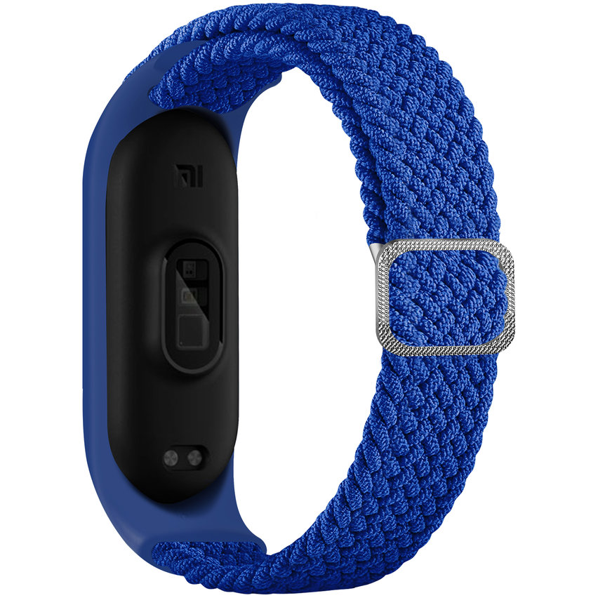 Accesoriu smartwatch Curea textila Braided Fabric compatibila cu Xiaomi Mi Band 3/4/5/6/6 NFC Albastru