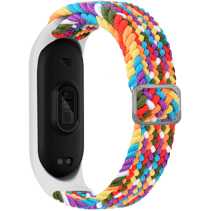 Accesoriu smartwatch Curea textila Braided Fabric compatibila cu Xiaomi Mi Band 3/4/5/6/6 NFC Multicolor