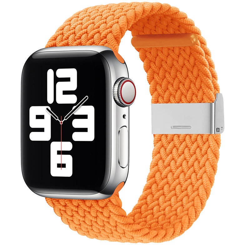 Accesoriu smartwatch Curea textila Braided Fabric V10 compatibila cu Apple Watch 1/2/3/4/5/6/7/SE 38/40/41mm Portocaliu