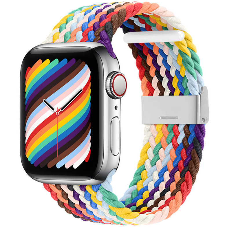 Accesoriu smartwatch Curea textila Braided Fabric V2 compatibila cu Apple Watch 1/2/3/4/5/6/7/SE 42/44/45mm Multicolor