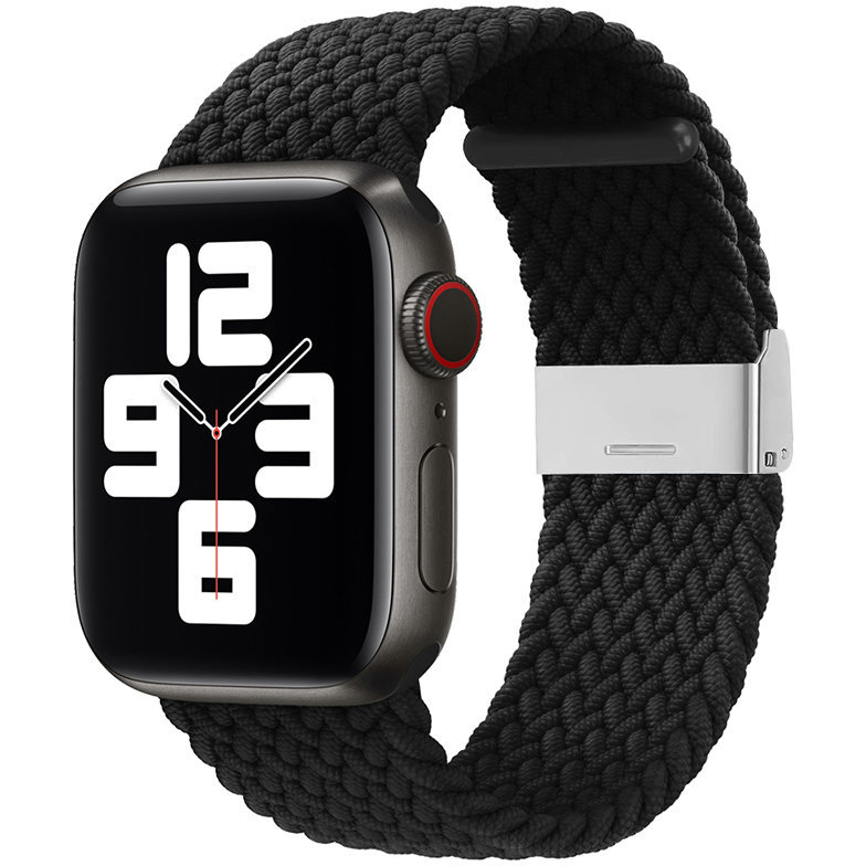 Accesoriu smartwatch Curea textila Braided Fabric V5 compatibila cu Apple Watch 1/2/3/4/5/6/7/SE 42/44/45mm Negru