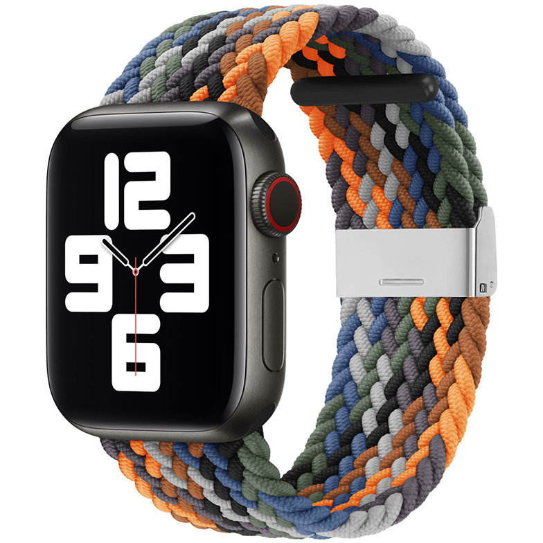 Accesoriu smartwatch Curea textila Braided Fabric V6 compatibila cu Apple Watch 1/2/3/4/5/6/7/SE 38/40/41mm Multicolor
