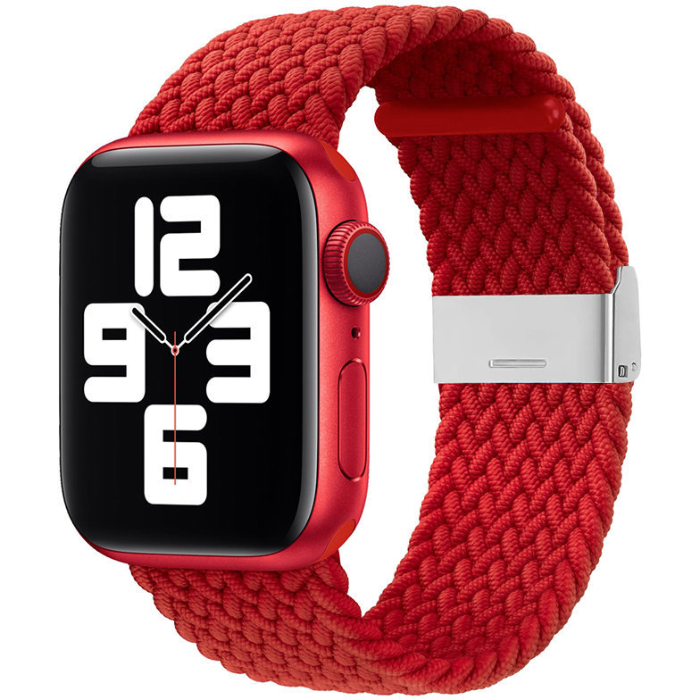 Accesoriu smartwatch Curea textila Braided Fabric V7 compatibila cu Apple Watch 1/2/3/4/5/6/7/SE 38/40/41mm Rosu
