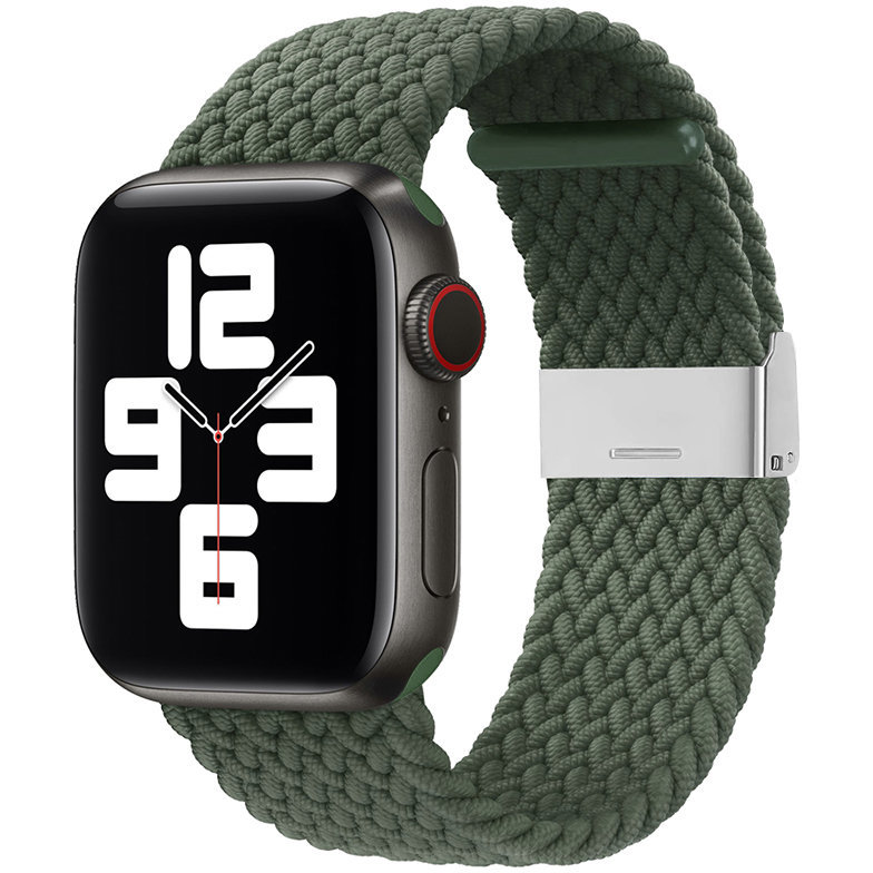 Accesoriu smartwatch Curea textila Braided Fabric V8 compatibila cu Apple Watch 1/2/3/4/5/6/7/SE 38/40/41mm Verde
