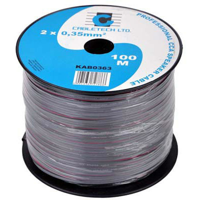CABLU DIFUZOR CCA 2X0.35MM NEGRU Cabletech 100M