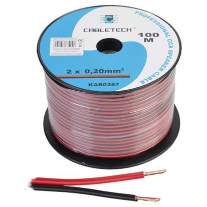 CABLU DIFUZOR CCA 2X0.20MM ROSU/NEGRU Cabletech 100M