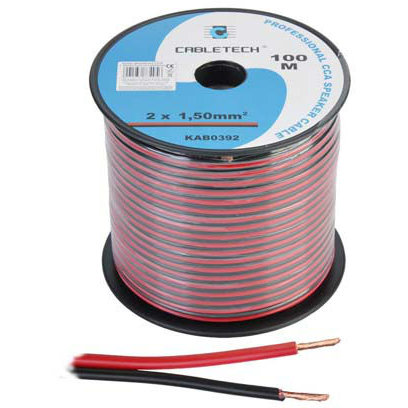 CABLU DIFUZOR CCA 2X1.50MM ROSU/NEGRU Cabletech 100M