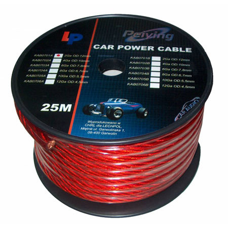 CABLU PUTERE CU 6GA (7.8MM/13.29MM2) 25M Peiying ROSU