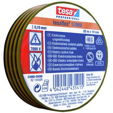 BANDA IZOLATOARE TESAFLEX 20M GALBEN/VERDE 10BUC