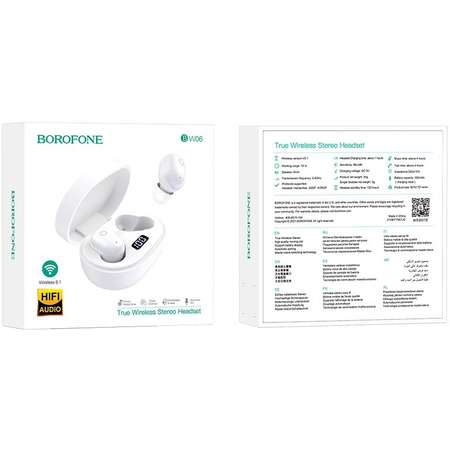 Casti Borofone TWS BW06 Manner Bluetooth White