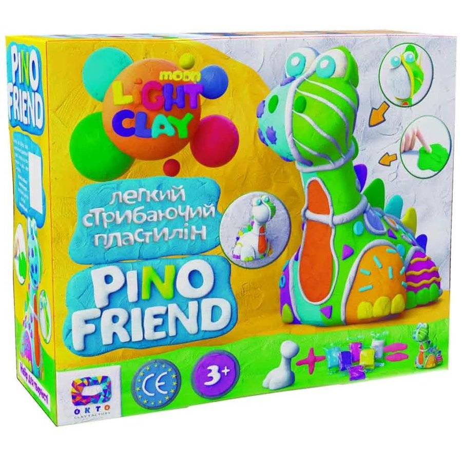 Set de creatie cu argila usoara Moon Light Clay Pino Friend Dino